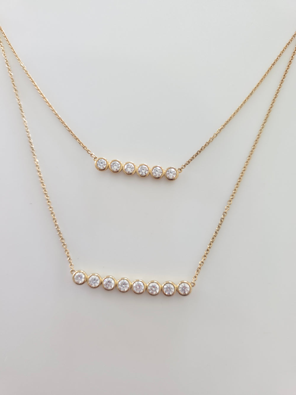 Double Layered Diamond Bar Necklace