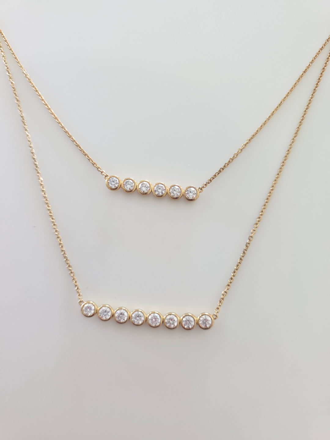 Double Layered Diamond Bar Necklace